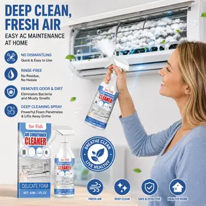 Air Conditioner Foam Cleaner for Wall Unit – No Dismantling, Rinse-Free, Removes Odor & Dirt, Deep Cleaning Spray