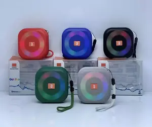 LED Ring Light Pocket Size Portable Wireless Speaker with Carrying Strap, USB & Micro SD Slots, Built-In Rechargeable Battery, Powerful Room-Filling Stereo Sound, Lightweight Travel Design, Detachable Strap
