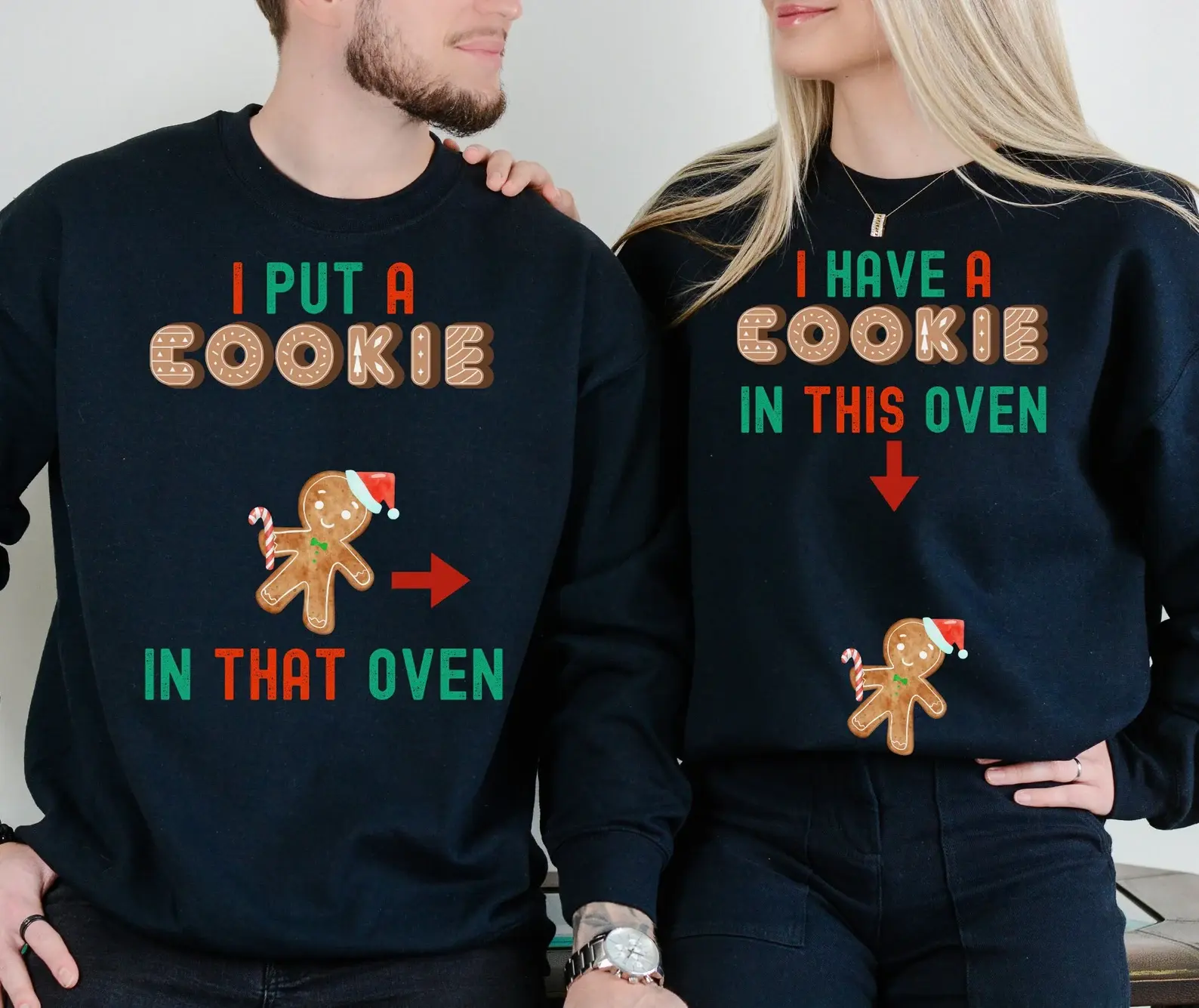 Couples Christmas Pregnancy Announcement TShirt, Couple Maternity shirt, Matching Baby Shower shirt