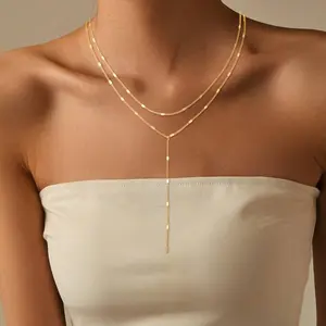 CHESKY Lariat Necklace For Women Y Long Chain Necklace Layered Necklace Fashion Beaded Necklaces Hypoallergenic Waterproof Charm Necklace