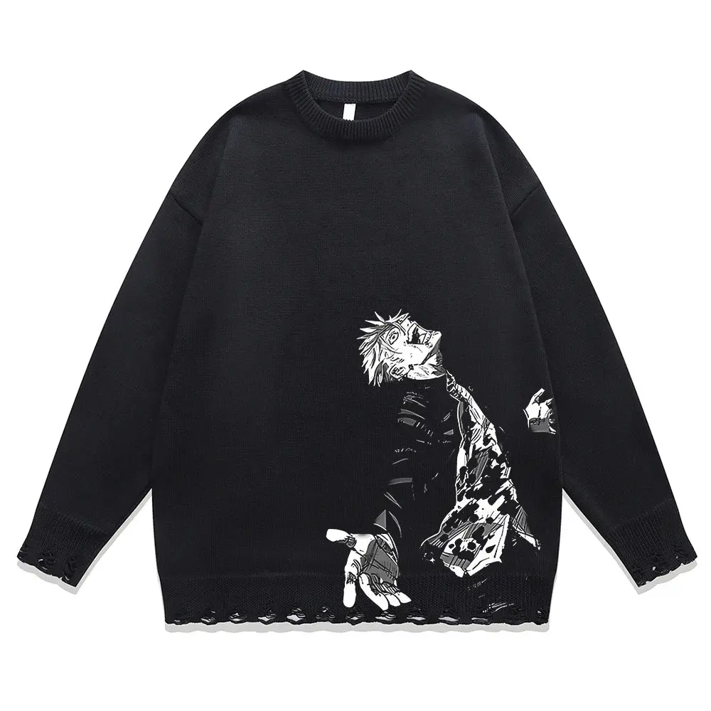 STRONGEST SORCERER RIPPED KNITTED SWEATER