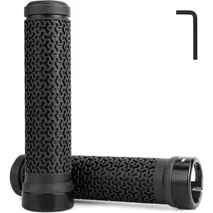 Bike Handlebar Grips, Single Lock on Bicycle Handle Bar, for BMX, Mountain, MTB, Beach Cruiser, Scooter, Folding Bike, Soft Non-Slip-Rubber Hand Grip Comfortable Ergonomic