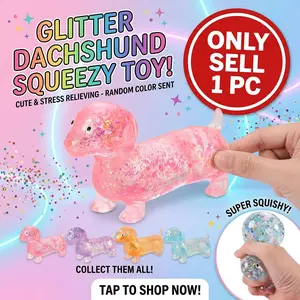 Fun glitter dachshund squishy toy to brighten your desk and calm your nerves anytime!