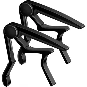 2 Pack Guitar Capo for Acoustic, Classical, Electric Guitars, Ukulele, Mandolin, Banjo, and other string musical instruments, Quick Release, Memory  Pad, Buzzing-Free (Black & Black)