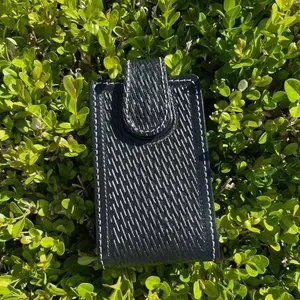 Leather Belt Holster for Phone Basket Design- Black