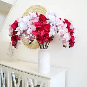 3 colors Artificial Orchid Stem | Faux Orchid | Artificial Butterfly Orchid Flowers | Gift | Home Decor | Wedding Flowers | Red Pink Blue