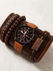 4-piece watch set, high-end Hong Kong style fashion watch, fashionable and versatile quartz watch, high-end men's watch set, Fashionable Watches