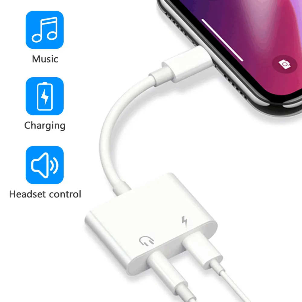 Lightning to 3.5mm Aux Audio Splitter Adapter - iPhone-Style, Plug-and-Play Tech Accessory for iPhone 14/13/12/11/X/8/7 Plus Earphone Jack Cable, Iphone-Style Audio Adapters, Plug-And-Play Audio Adapters