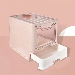 Foldable Cat Litter Box, Enclosed Anti-Splash Design, Large Size (16.4x20.7x15 inches), Easy Clean with Scoop, Pet-Friendly, Space-Saving Toilet for Cats