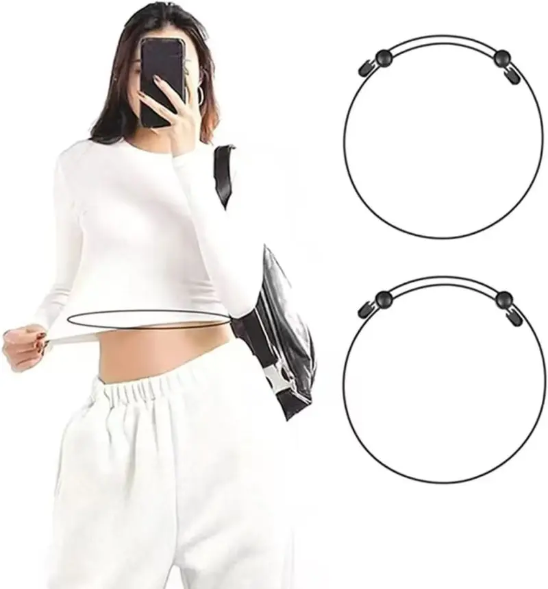 Women's 2-Pack Adjustable Invisible Elastic Waist Belts - Crop-Top Fix, Casual Wear, Effortless Wear, Female Flexible Fit No Tightness Waist Tightener, Lightweight Layer Airy Style Tool, Thoughtful Gift for Yoga, Tops & Sweaters Accessory