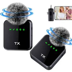 Professional wireless lavalier microphone system, noise reduction design, plug and play, USB-C interface, windproof design, suitable for smartphones, laptops, tablets, Usb Streaming Mic