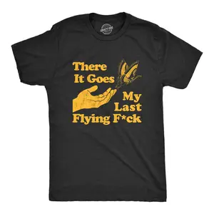 Mens There Goes My Last Flying F*ck T Shirt Funny Sarcastic Tee Mens Funny T Shirts Cool Vintage Fashion T-Shirt Gift Classic Menswear Funny Sarcastic Short Sleeve Novelty Tees for Guys Black