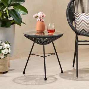 Foldable Side Table for Small Balcony Handwoven Rattan Outdoor Patio Table 2026 New