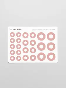 Cloth & Paper Spotlight Stickers High Gloss 120 Bordeaux or Fig Milk Contemporary Design 3 Sizes for Planning & Highlighting 5 Sheets per Color 120 Stickers