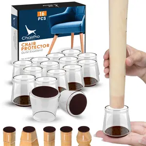 ChairPro Silicone Chair Leg Covers 16 Pack - Noise Reduction, Anti-Scratch, Durable & Reusable for Circular & Square Legs, Fits Furniture Accessories