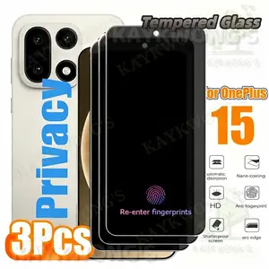 KAYKWONG'S For Oneplus 15 Privacy Screen Protector Film Set of 3, 9h Hardness Anti-Glare Bubble-Free, Full Coverage Smooth Durable Protection