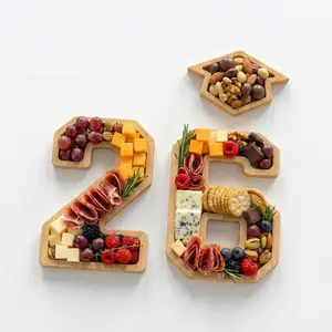 2026 Graduation Decorations - Table Centerpieces - 26 Numbers Charcuterie Board with Graduation Cap - Serving Tray Decoration for   High School College Party Supplies