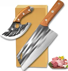 Buy 1 Get 1 Free Forged Kitchen Knife Set - Sharp Durable Meat Cleaver Chef Knife, Ergonomic Non-Slip Handle, Precision Cutting Bone Chopper Gift Box