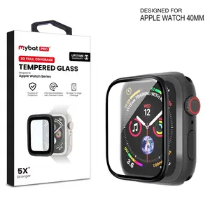 MyBat Pro 3D Full Coverage Tempered Glass Screen Protector with Installation Frame for Apple Watch SE (2022) 40mm/Watch SE 3 40mm / Watch SE 40mm - Black