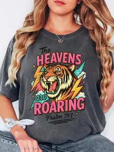 The Heavens Are Roaring Shirt,Retro Christian Tee, The Heavens Are Roaring Christian Apparel Tee Bible Verse Christian Woman, Graphic