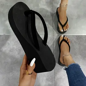 Women's Wedge Flip-Flops, Simple Slide-on Sandals, Outdoor Casual Beach Slippers