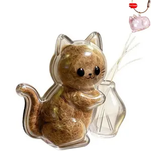 Cartoon Cat-Shaped Magnetic Refrigerator Magnet, Buy 1 Get 1 Transparent Pet Hair & Whisker Keepsake Box, Free Pet Hair Keepsake Keychain, Home Decor Accessory, Mother's Day Gift, Cartoon Refrigerator Magnets