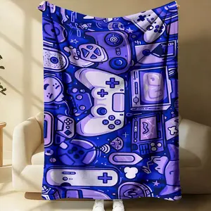 Cyberpunk Esports-Themed Flannel Throw Blanket,Game Controller Print Throw Blanket,Perfect for Home, Camping, Travel, and Keeping Warm In The Office, Makes A Perfect Addition to Your Living Room Decor.