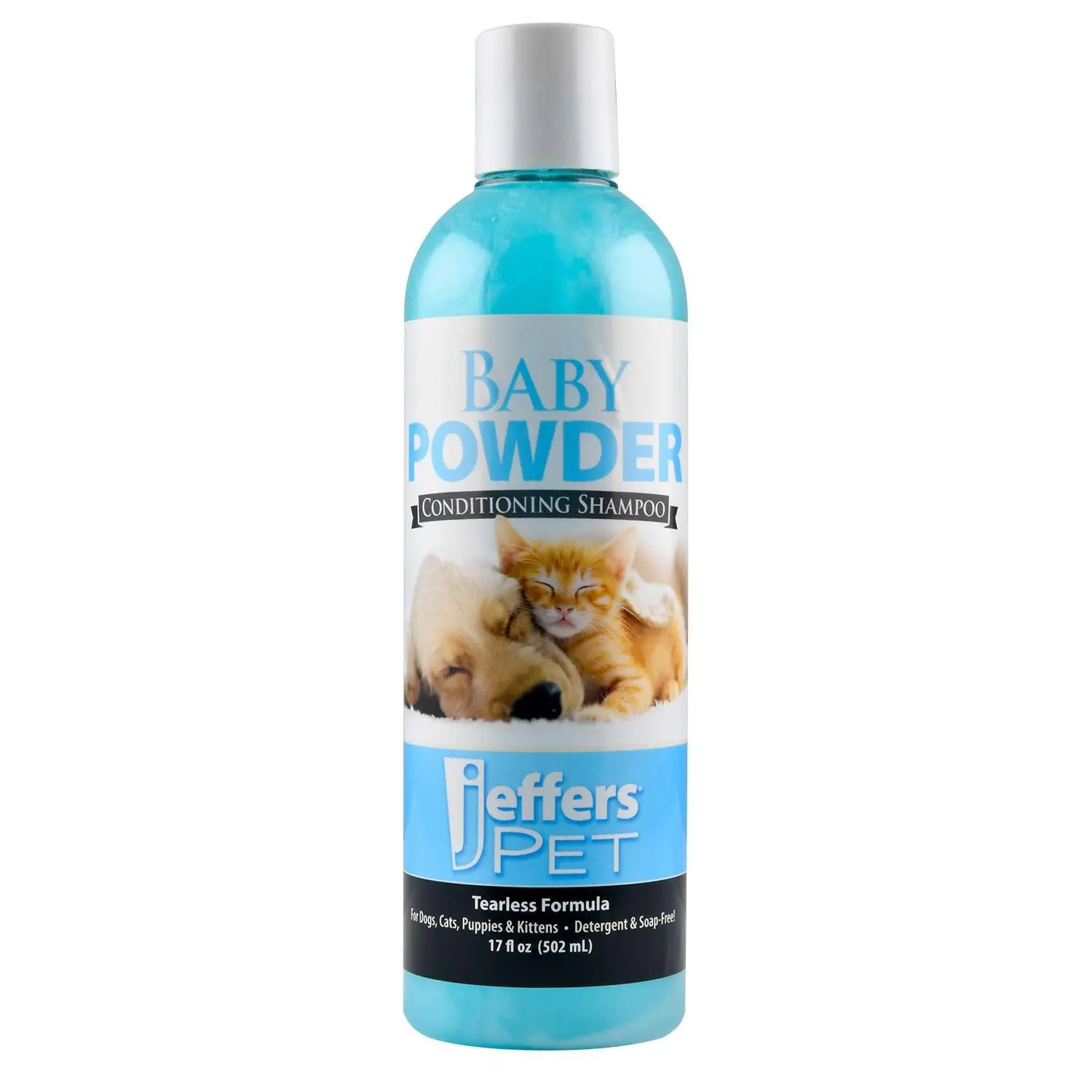 Jeffers Pet Baby Powder Tearless Conditioning Grooming Shampoo - Liquid Formula for Puppies/Kittens, Sensitive Skin, Soft Coat, Odor Control, Oil Control - Made in the US