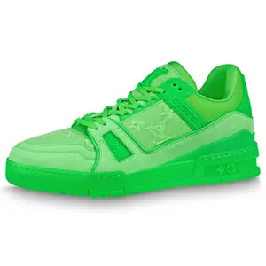 Louis Vuitton Trainer Monogram Denim Low-Top Sneakers for Men in Green Casual Sports Shoes Athletic Training Boy