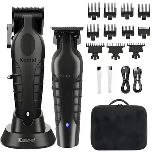 Kemei Professional Haircut Kit, Wireless Design, LCD Display, USB Rechargeable, Precision Blades, Long Runtime, Safe for All Ages