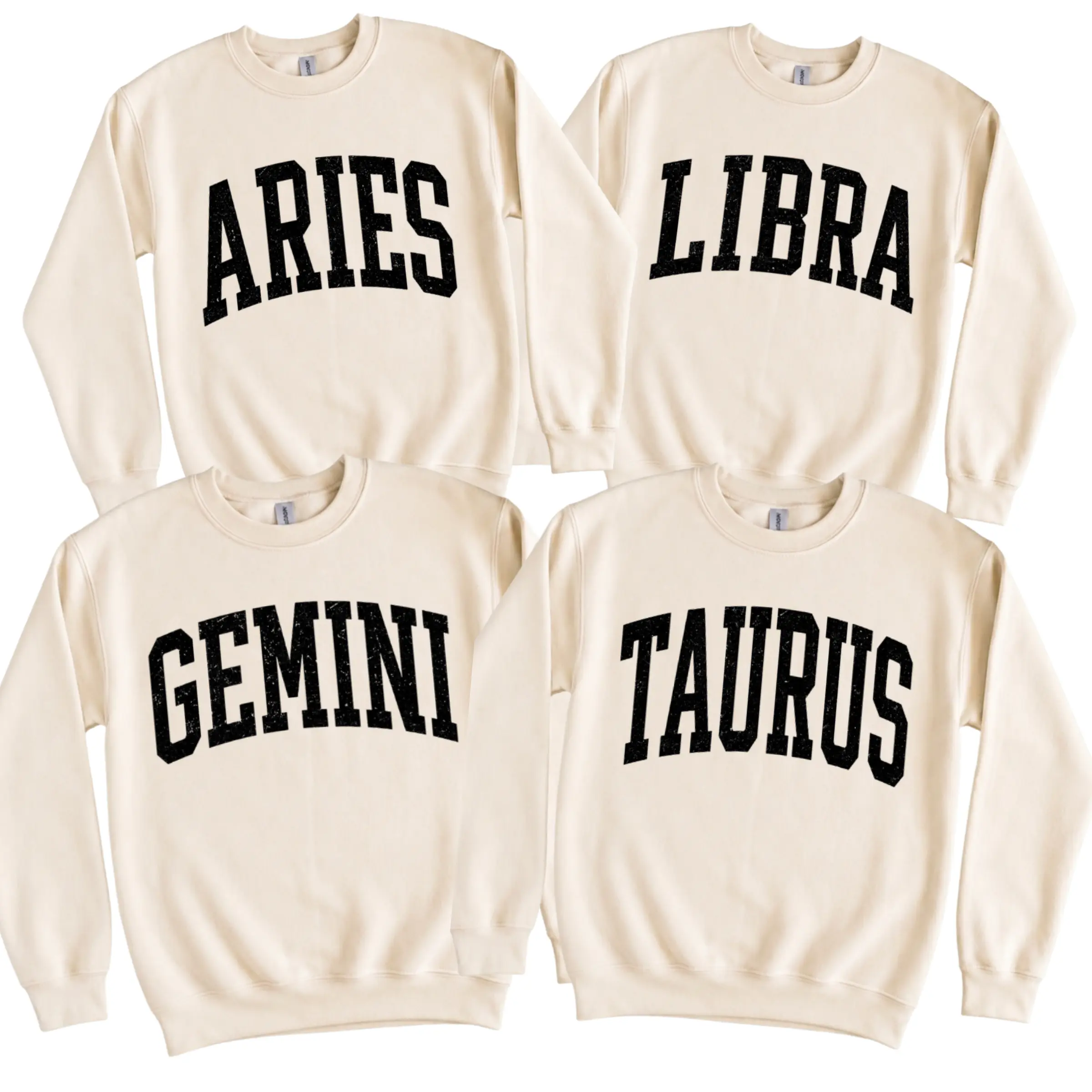 12 Zodiac Signs Sweatshirt, Vintage Astrology Crewneck, Personalized Zodiac Sign Pullover for Aries Taurus Gemini Cancer Leo Virgo Libra Scorpio Sagittarius Capricorn Aquarius Pisces