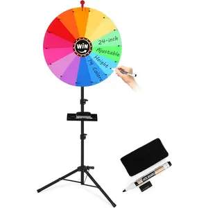 GADFISH 24-inch Spinning Prize Wheel, Ajustable 37"-65" Height Spin Doodle Game Spinner, Storable Prize Wheel Spinner with Stand, Wheel of Fortune Game, 14 Colors