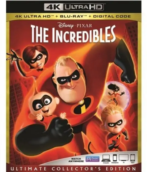 The Incredibles  [4K ULTRA HD BLU-RAY MOVIE] With Blu-Ray, 4K Mastering, Collector's Ed, , Dolby, Digital Theater System, Dubbed, Subtitled, Ac-3/Dolby Digital, 3 Pack