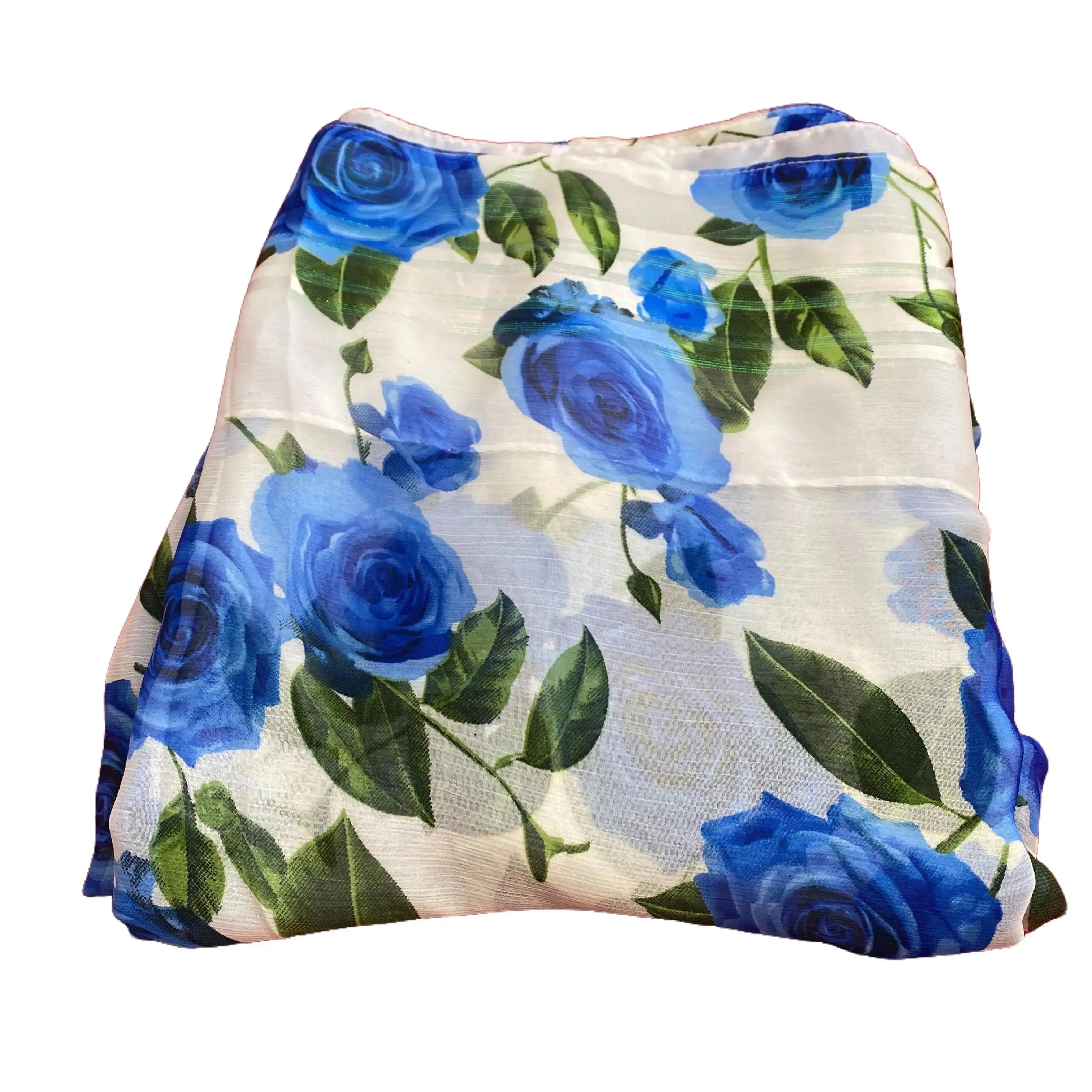 Women's Chiffon Saree with Floral Print - Lightweight Breathable Fabric, Ready to Wear with Fall & Pico, Crispy Border, Cooling Breathable Fabric, Fashionable Floral Pattern, Casual, Everyday Occasions, Parties, Long, Hand Wash Only, Pico Done, Soft, Dits