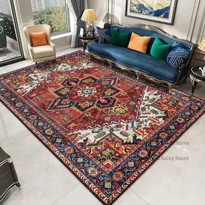 Vintage Persian Medallion Flannel Area Rug - Traditional Oriental Boho Print Soft Mat for Living Room, Non-Slip Ethnic Home Decor #VintagePersianRug #OrientalMedallionMat #BohoEthnicDecor #TraditionalCarpet #NonSlipFlannelRug