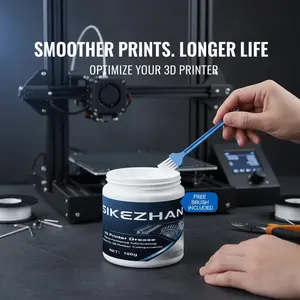 SIKEZHAN 100g 3D Printer Grease Lubricating Paste Lube with Brush. For Z Axis Lead Screw, Linear Guide Rail, Bearing & Gear Maintenance. Anti-Wear, Noise Reduction, High Performance Synthetic  Lubricating Tool Kit Accessories for Smooth Prints.