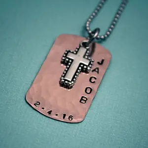 Boys Copper and Silver Cross Necklace *Best Seller