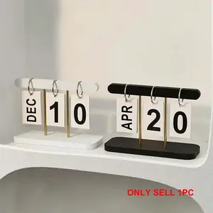 Nordic Style Luxurious Flip Page Calendar Desk Ornament, Home Living Room Hallway Office Desktop Wine Cabinet Decoration