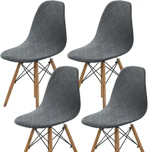 Silver Fox Fur Chair Covers Set of 2/4/6, Soft and Fashionable Furniture Protection, Elegant Home Decor Accessories, Century Modern Dining Chair Covers Shell Chair Cover Lounge Armless Chair Cover Stretchable Slipcovers for Kitchen, Office, Dining Room