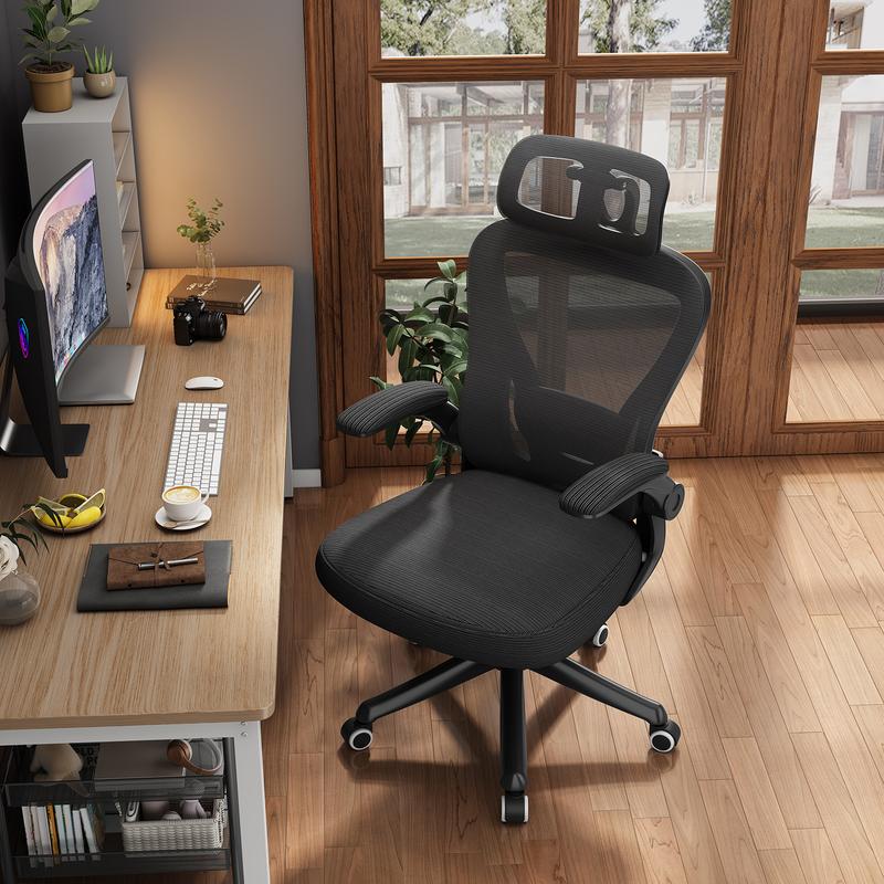 Ergonomic Office Chair, High Back Comfy Mesh Desk Chair with Wheels Adjustable Lumbar Support