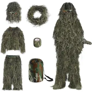 6 in 1 Suit, 3D Camouflage Hunting Apparel Camo Hunting Clothes, Bushman Costume Suitable for Men, Hunters Menswear Gamis