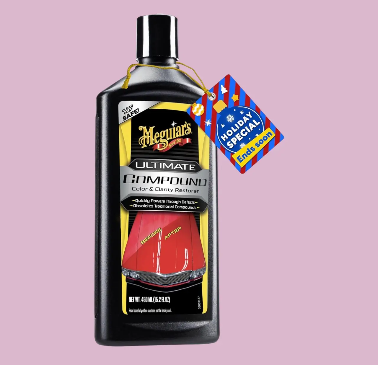 Meguiar's Ultimate Compound Pro-Grade Car Scratch Remover for Paint Correction Removes Swirls Defects Restores Gloss Shine 15.2 Oz Christmas Gifts for Car Guys