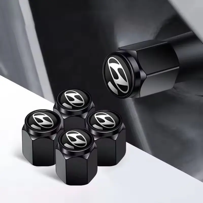 5pcs Car Logo Wheel Tire Styling Tire Valve Air Nut Cover, Fits Hyundai Tucson Solaris I30 Creta Ix35 I40 Ix20 Veloster, Accessories, Tire Pressure Caps, Tyre Caps