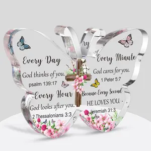 Christian Gifts Bible Verses Religious Gifts for Women Men Inspiration Religious Catholic Scripture Faith Acrylic Butterfly Prayer Decor for Mother Day Birthday Female Friend Family Coworker