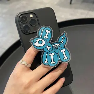 Blue Balloon Skull Dog with MagSafe Phone Grip, Horror Aesthetic Magnetic Phone Holder, Kawaii Scary Fan Gift , Kindle Accessories sticky Baby mount Library Card Flower-Shaped Multi-Functional Stand Universal Car Double-Sided Octo Adjustable Portable