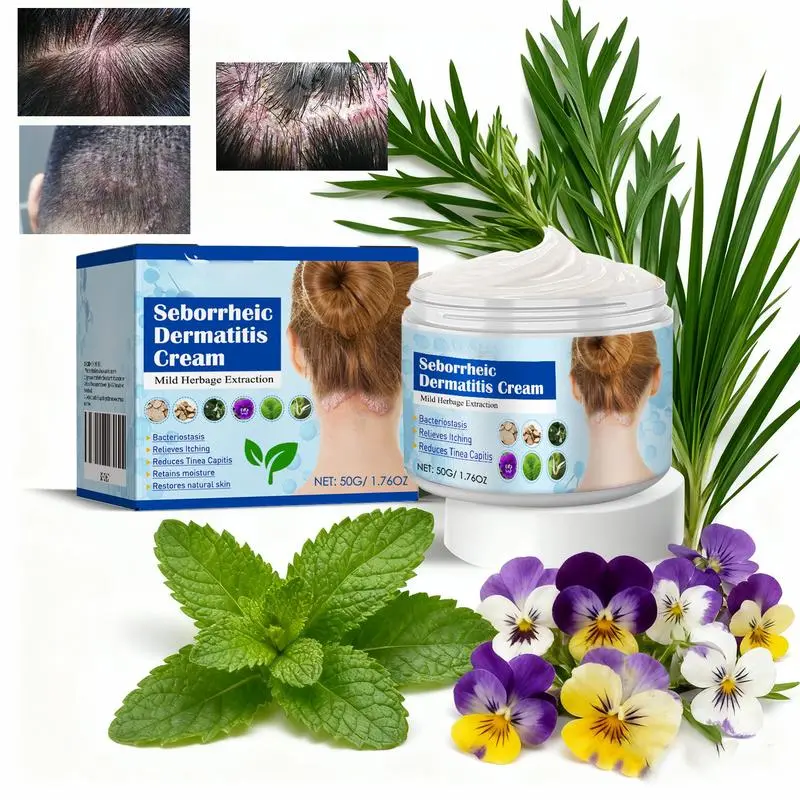 Folliculitis Treatment Cream – Natural Herbal Formula with Honeysuckle, Dandelion, Sophora & Phellodendron for Scalp, Face & Body Care, Soothing & Repairing 50g, Seborrheic Dermatitis Cream