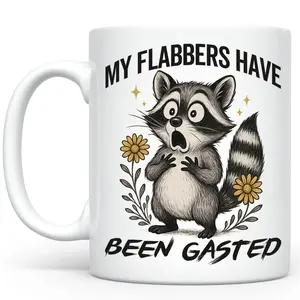 CupiCo My Flabbers Have Been Gasted Ceramic Mug, Funny Raccoon Coffee Mug, Snarky Trash Panda Meme Tea Cup, Adult Humor Ceramic Coffee 11Oz 15Oz Mug