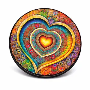 Unique Heart-Shaped Irregular Wooden Puzzle, Animal Pattern Fragments, Perfect Home Decoration