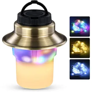 Rechargeable LED Camping Lights & Lantern, Waterproof Lamp with 5 Modes RGB String Lights, Adjustable Brightness Tent Light, Battery Powered Outdoor Lantern, Camping Essentials