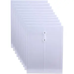 Letter Size Clear Poly Envelopes with String Closure 10 Pack Plastic Envelope Folders with Top Opening
